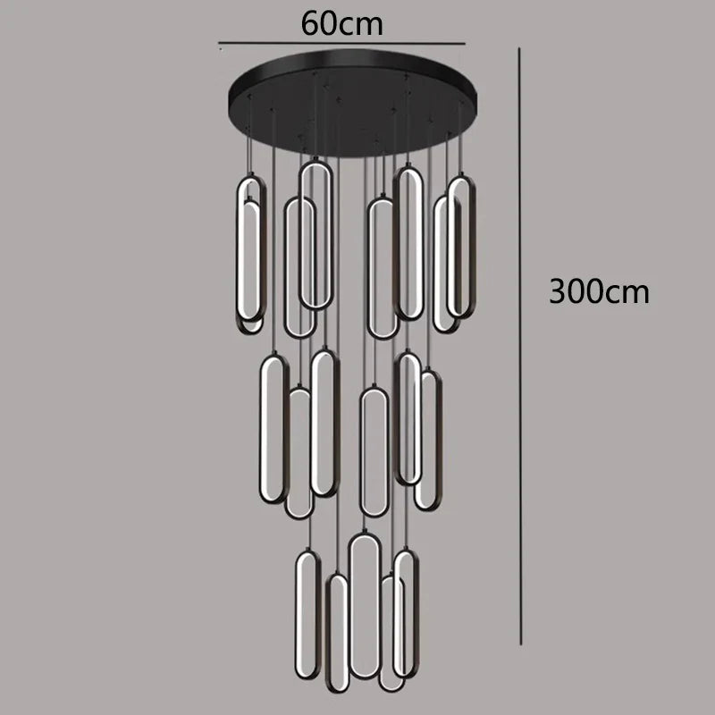Afralia™ LED Staircase Chandeliers | Modern Pendant Light for Living Room