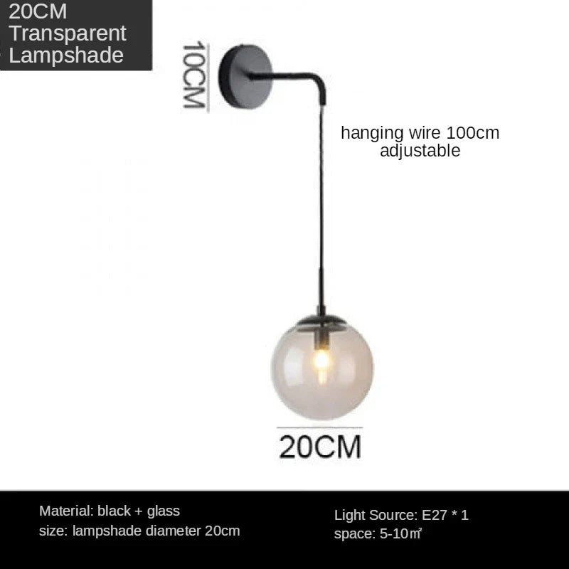 Afralia™ Nordic Brass Glass Wall Sconce: Elegant Living Room Bedside Lighting