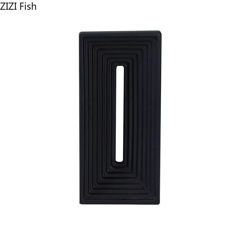 Ceramic Geometric Sculpture. Abstract Desk Decor. Afralia™ Square Arch Statue.