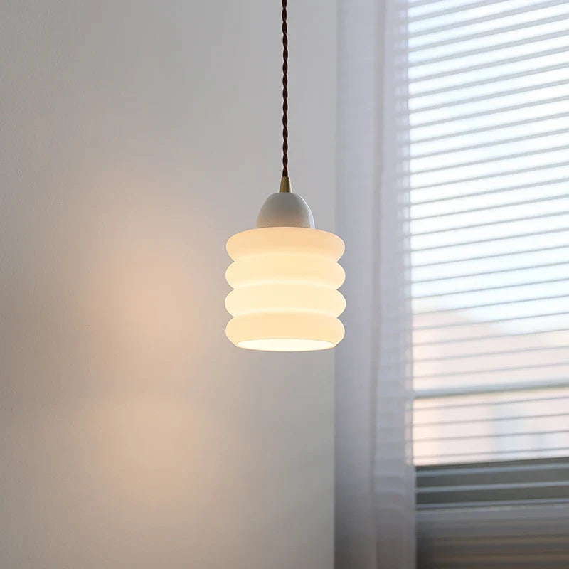 Afralia™ White Glass Adjustable LED Pendant Lamp Nordic Modern Hanging Lights