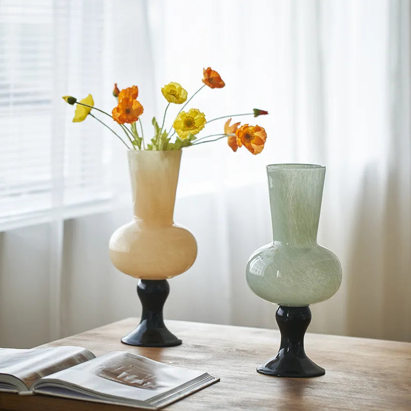 Afralia™ Geometric Vintage Glass Vase for Home Decoration