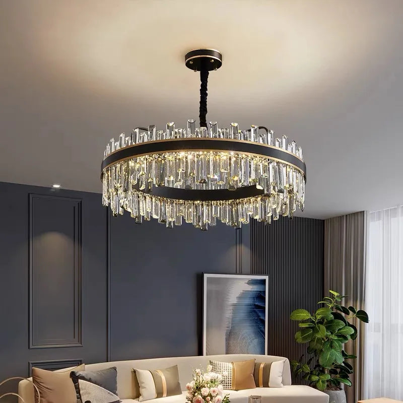 Afralia™ Light Luxury Crystal Chandelier Pendant Lights Set - Modern LED Dimmable Lustre Combination