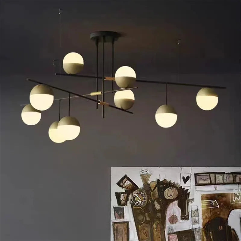 Afralia™ Glass Ball Linear Chandelier: Postmodern Style Kitchen & Hotel Art Light