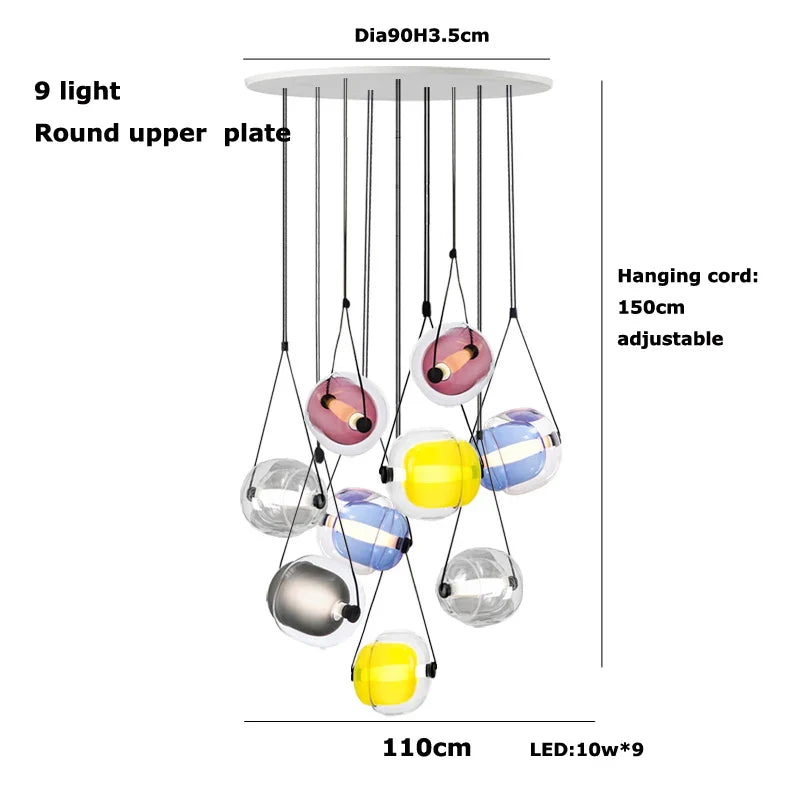 Afralia™ Multicolor Glass Globe Pendant Light for Stylish Bedroom Decor