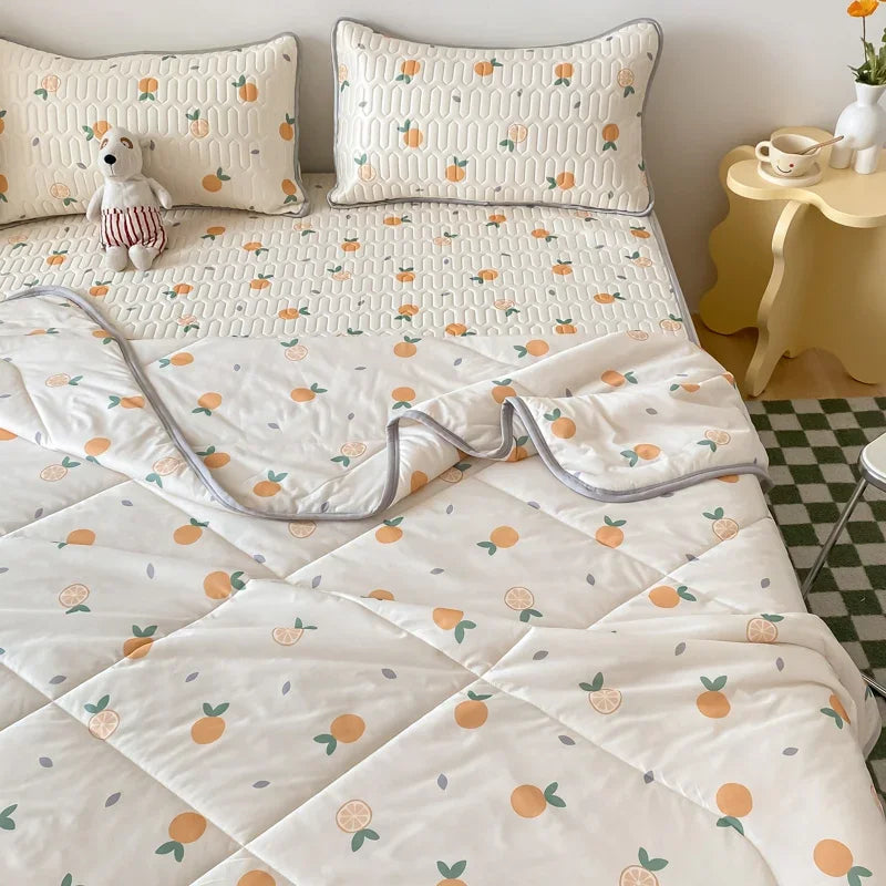 Afralia™ Double-Sided Cool Comforter Set: Ice Silk Duvet, Fitted Sheet, Pillowcase