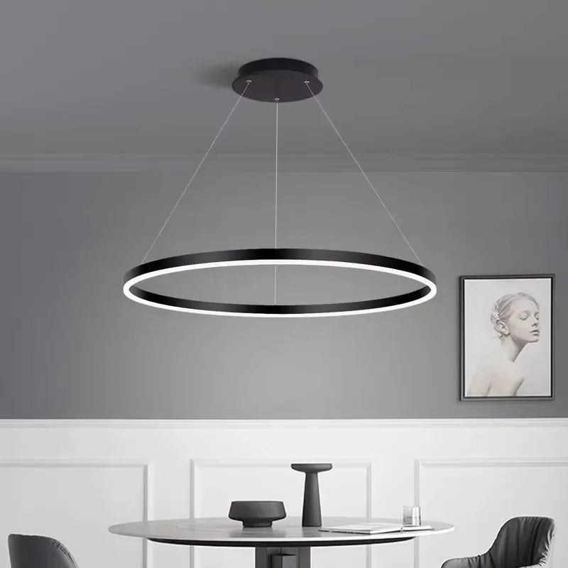 Afralia™ Modern LED Dimmable Chandelier Suspend Lighting, Aluminium Circle Ring Pendant Lights