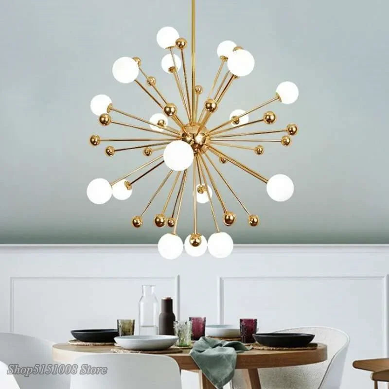 Afralia™ Modern Sputnik Glass Ball LED Chandelier for Living Room Kitchen Bedroom Lighting