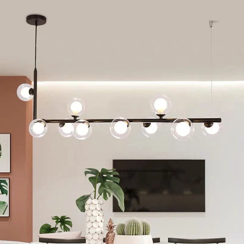 Afralia™ Glass Ball LED Chandelier: Modern Long Pendant Lighting for Living Room and Shop