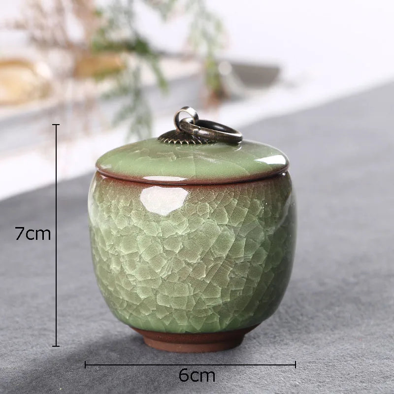 Afralia™ Ice Cracked Texture Tea Caddy Storage Jar with Moisture-proof Sealed Lid
