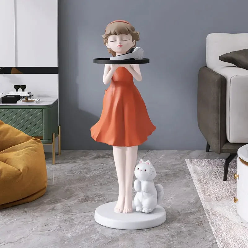 Afralia™ Nordic Fiberglass Female Statue Home Decoration Floor Sculpture