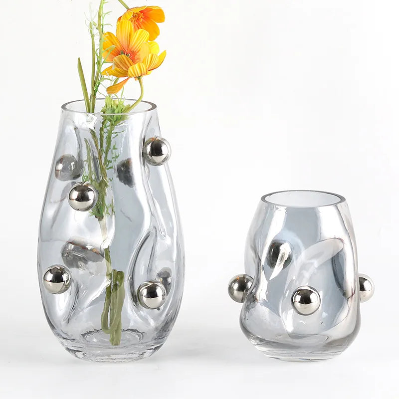 Afralia™ Geometric Silver Sphere Glass Vase - Hydroponics Terrarium & Home Decor