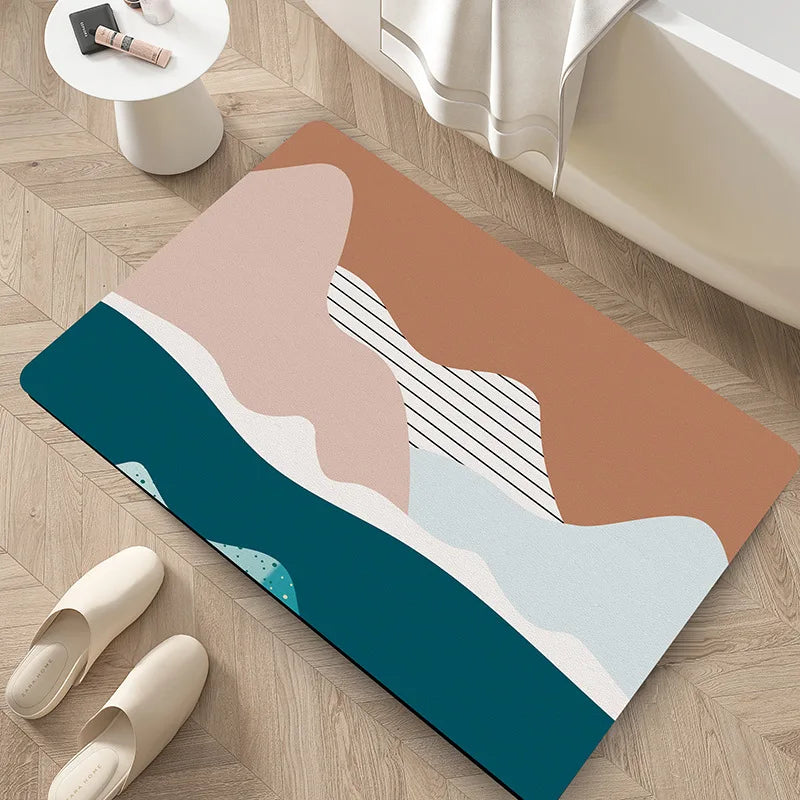 Afralia™ Nordic Abstract Diatom Ooze Toilet Mat - Super Absorbent, Anti-slip Bathroom Rug