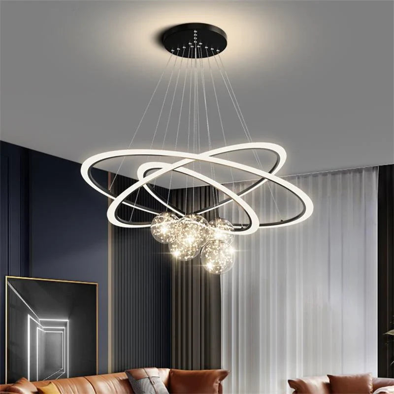 Afralia™ Circle Ring Pendant Chandelier for Living Room Bedroom Restaurant Ceiling Lighting