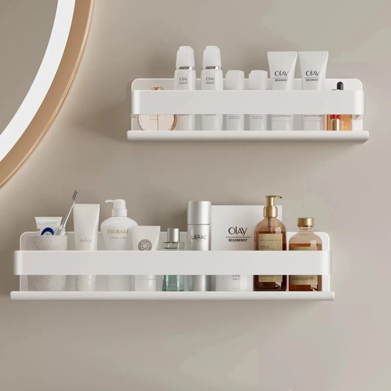 Afralia™ Metal Corner Shelf Makeup Organizer Shower Bathroom Storage Rack