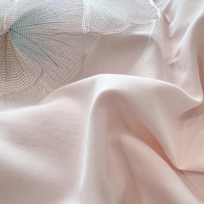 Afralia™ Pink Luxury Flower Embroidery 4-Piece Bedding Set - 1000TC Egyptian Cotton