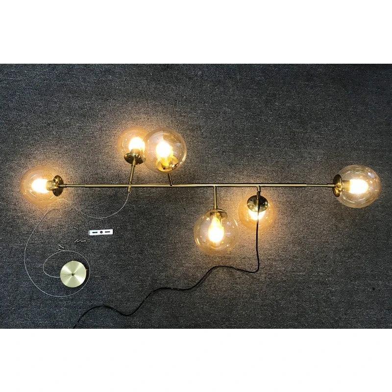 Afralia™ Brass Glass Ball Chandelier for Modern Living Room Dining Decor