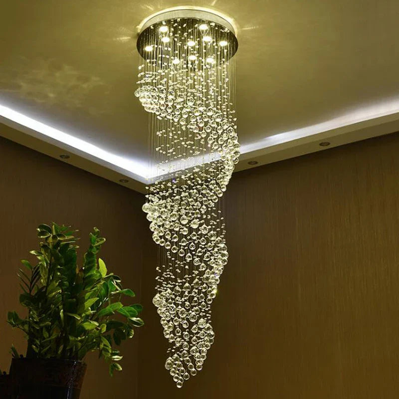 Afralia™ Spiral Interior Design Luxury Corridor LED Crystal Chandelier