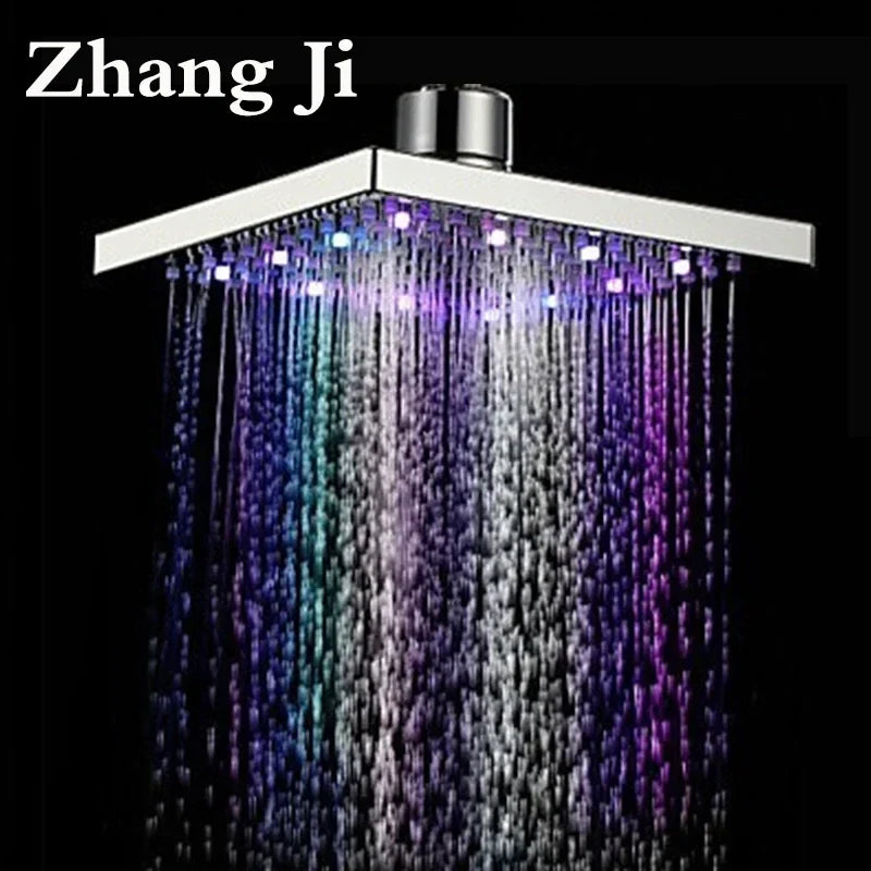 Afralia™ Stainless Steel LED Shower Head 8 Inch Square Rainfall with Water Temperature Display