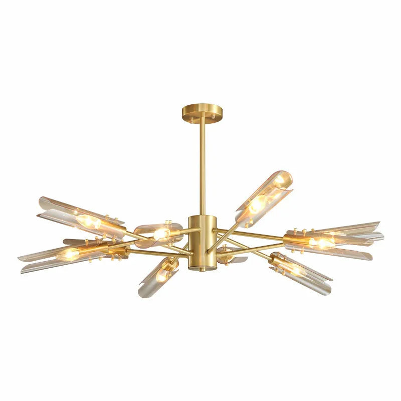 Afralia™ Lustre Metal LED Glass Chandelier Pendant Hanging Light