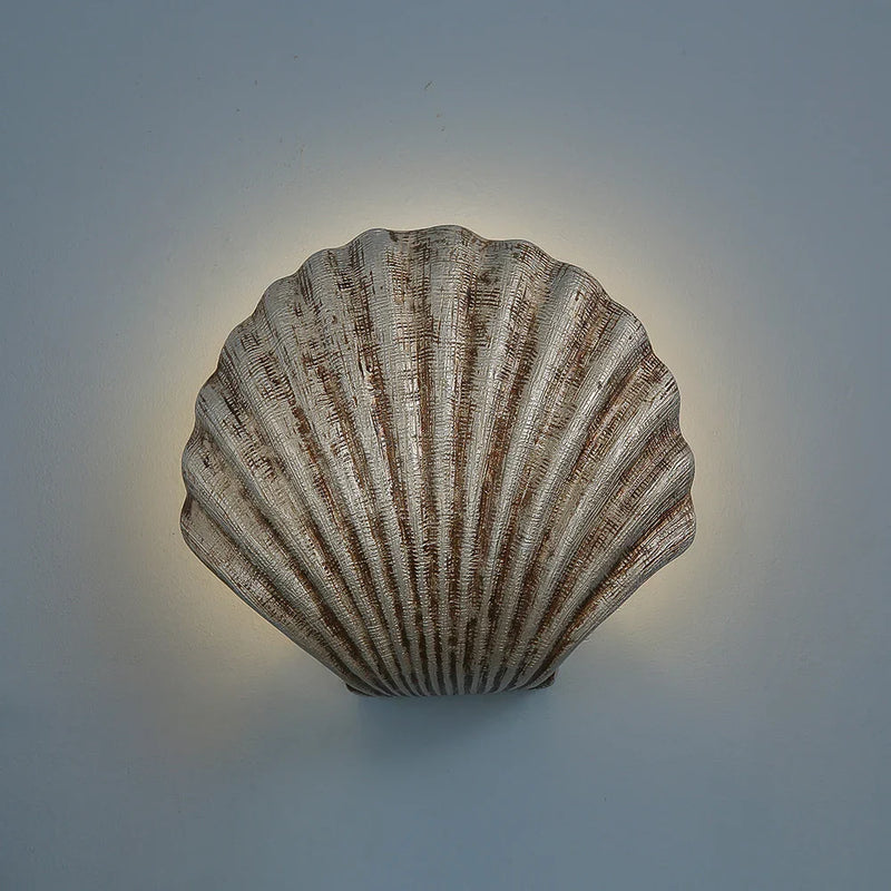 Afralia™ Modern Sea Shell LED Wall Lamps Resin Lampshade Indoor Lighting for Bedroom and Living Room