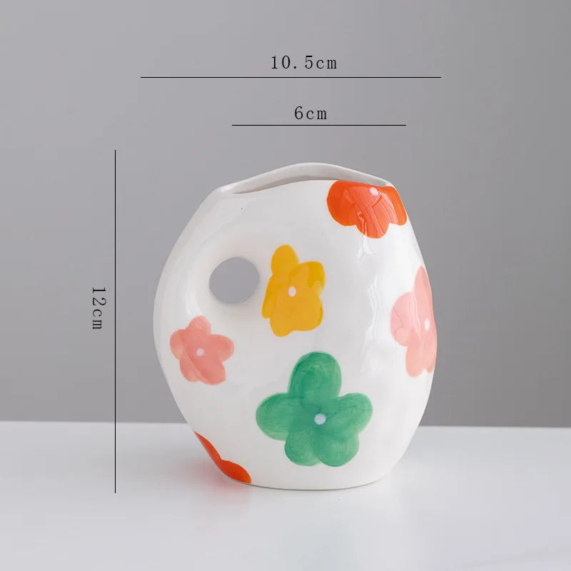 Afralia™ Ceramic Flower Vase Colorful Floral Arrangement Home Decoration Pot