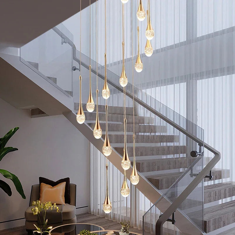 Afralia™ Crystal Bubble Ball Pendant Lights for Stairs, Dining, Living Room Decor