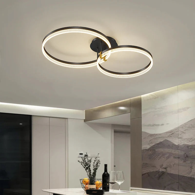 Afralia™ Modern Round Ring LED Ceiling Chandelier for Living Room and Bedroom