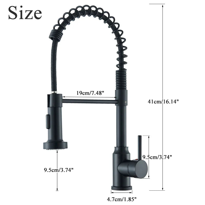 Afralia™ Black Flexible Kitchen Faucet Pull Down Mixer Tap Swivel Stream Sprayer Nozzle