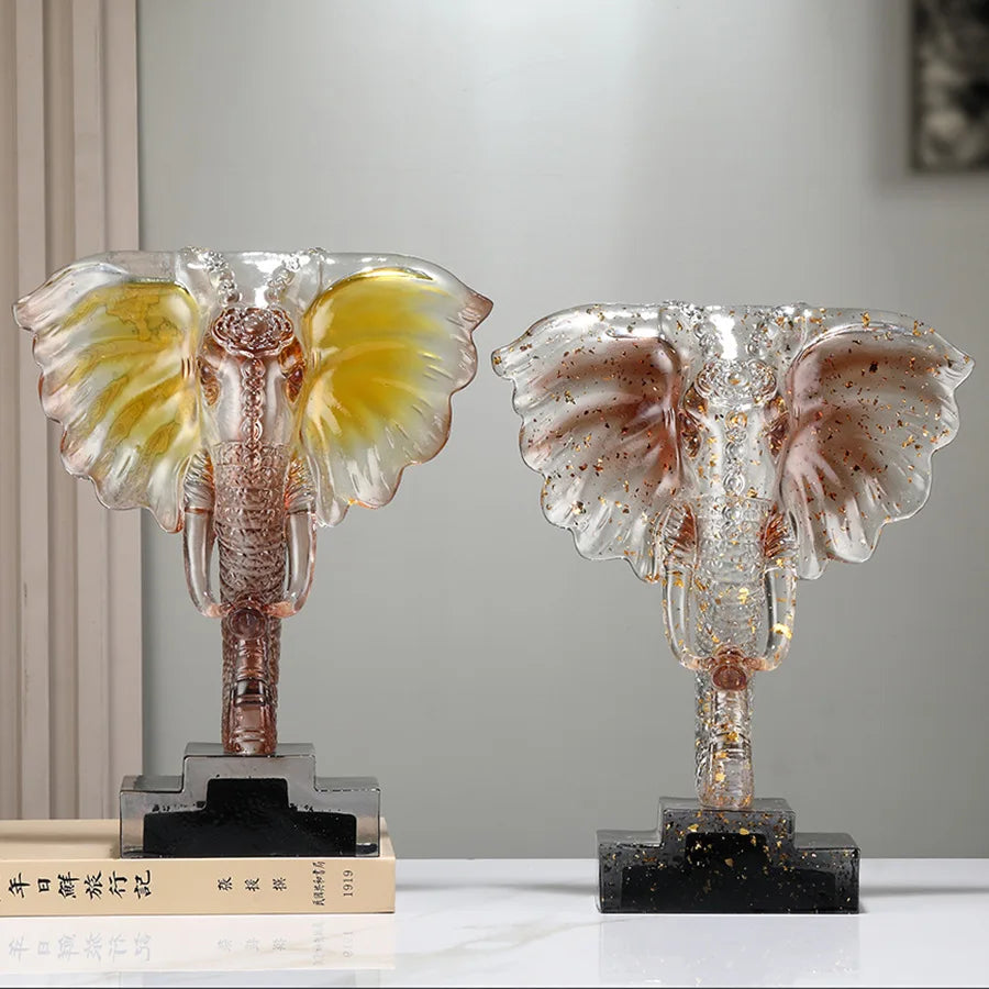 Afralia™ Crystal Elephant Sculpture Home Decor Ornament