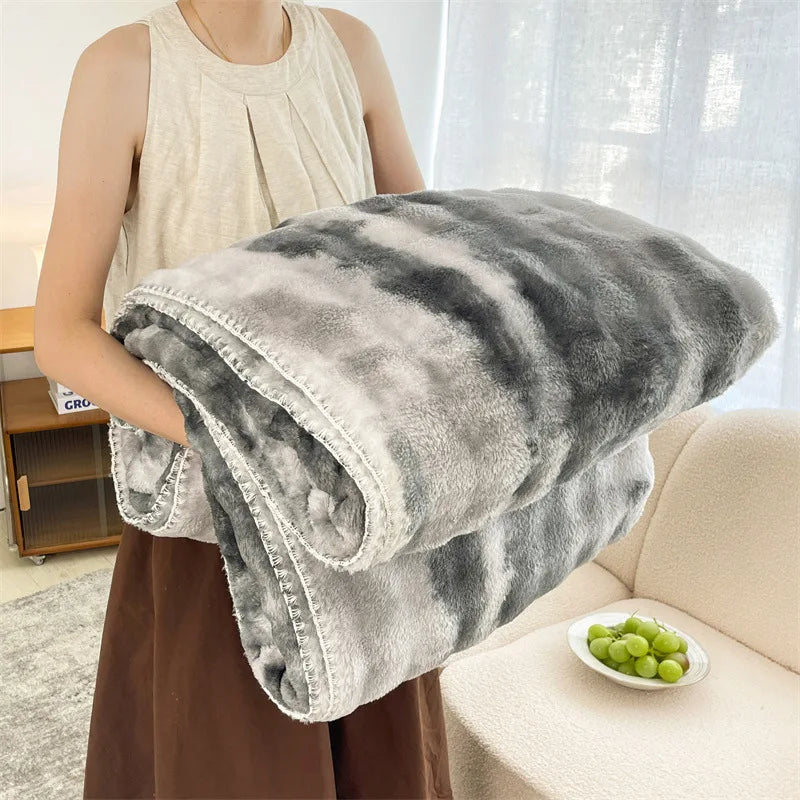 Afralia™ Faux Rabbit Plush Blanket: Soft & Warm Nordic Sofa Quilt - Single/Double