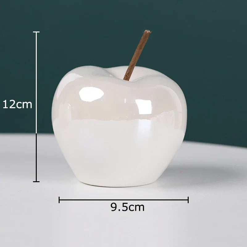 Afralia™ Glowing Ceramic Apple Statue for Desk Ornaments and Room Decor