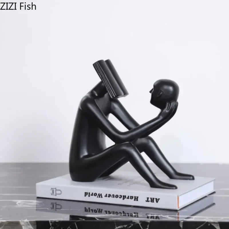Afralia™ Abstract Figure Sculpture Creative Resin Decor for Room Aesthetic Appeal