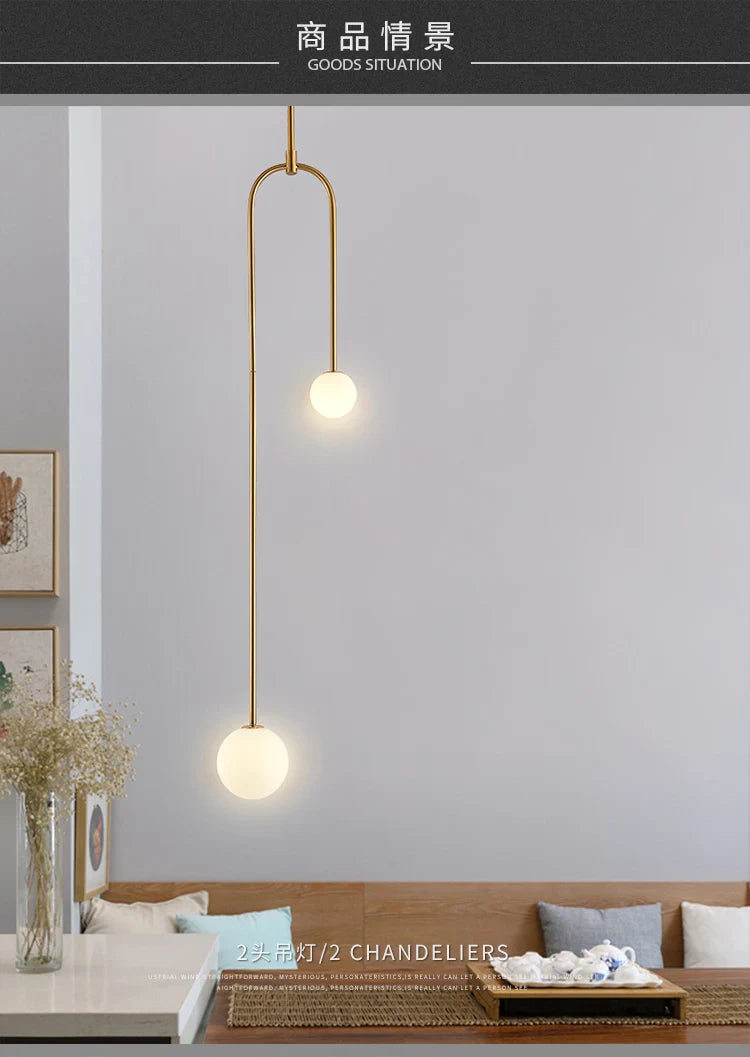 Afralia™ Gold Glass Ball Pendant - Modern Hanging Lamp for Living Room Bedroom