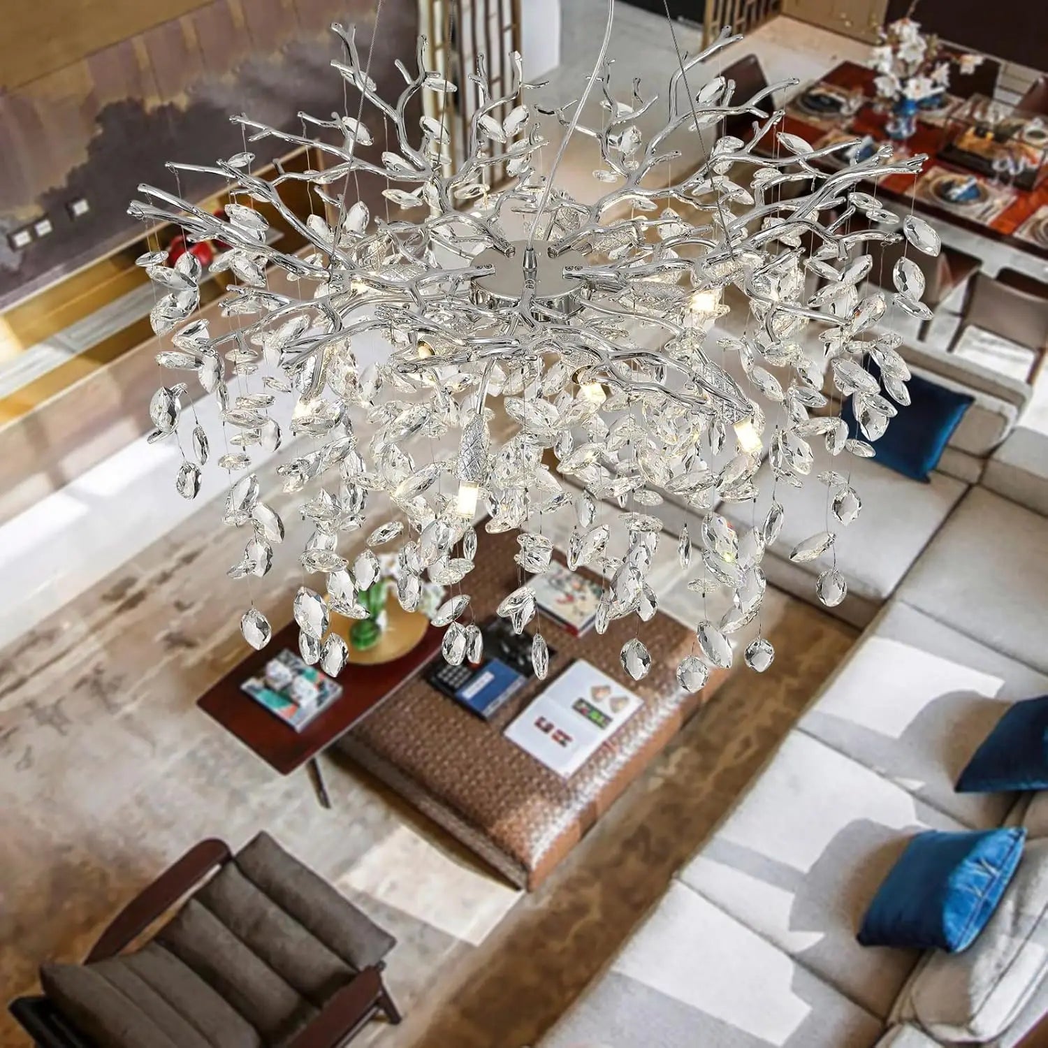 Afralia™ Modern Crystal Ceiling Chandelier for Dining Living Room Kitchen Bedroom Lighting