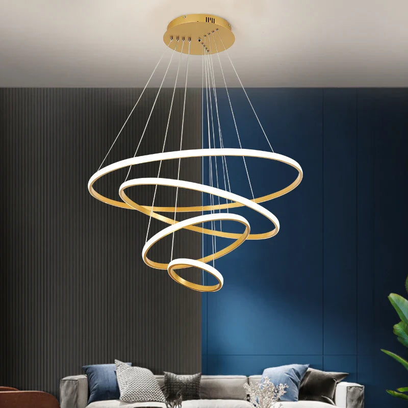 Afralia™ Modern Minimalist Dining Chandelier - Three Rings Four Circles