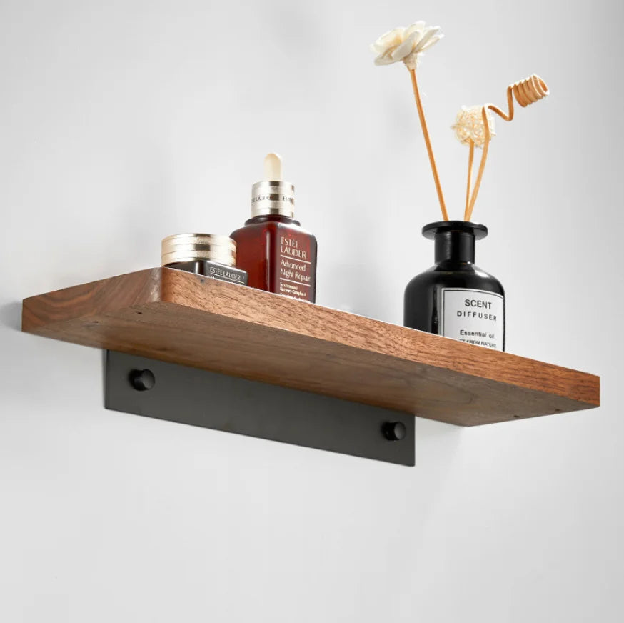 Afralia™ Walnut Wall Rack Storage Shelf for Bathroom and Home Organization