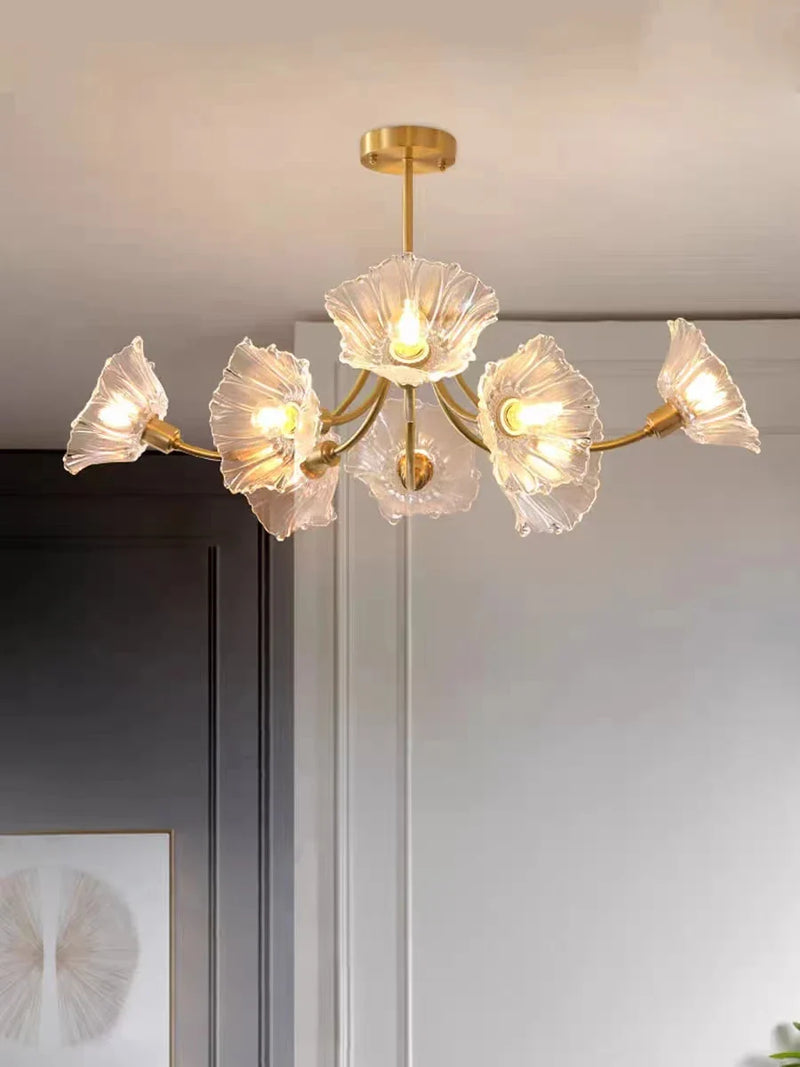 Afralia™ Glass Flower Chandelier Ceiling Light for Bedroom Living Room Hallway Kitchen