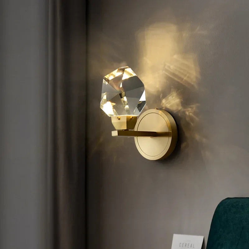Afralia™ Crystal LED Copper Wall Sconce - Modern Luxury Wall Light Fixture