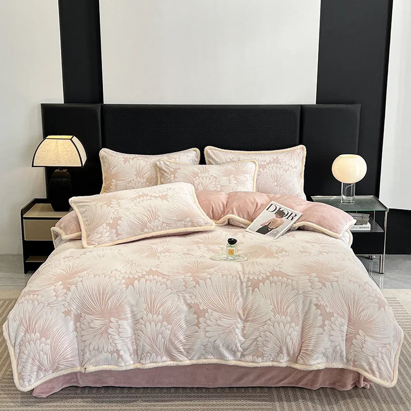 Afralia™ Milk Velvet Jacquard Bedding Set: Autumn Winter Warm Luxury for Bedroom Comfort