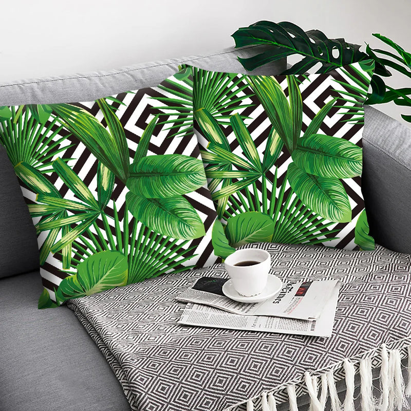 Tropical Plant Parrot Decorative Pillow Cover by Afralia™