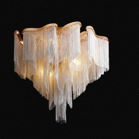 Afralia™ Modern Tassels Chain Chandelier Light for Living Room Bedroom Kitchen Villa