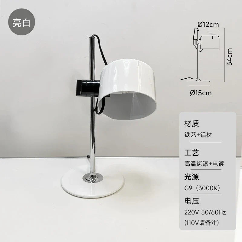 Afralia™ Mini Coupe LED Desk Lamp Iron Art Adjustable Lifting Black/White/Red/Yellow