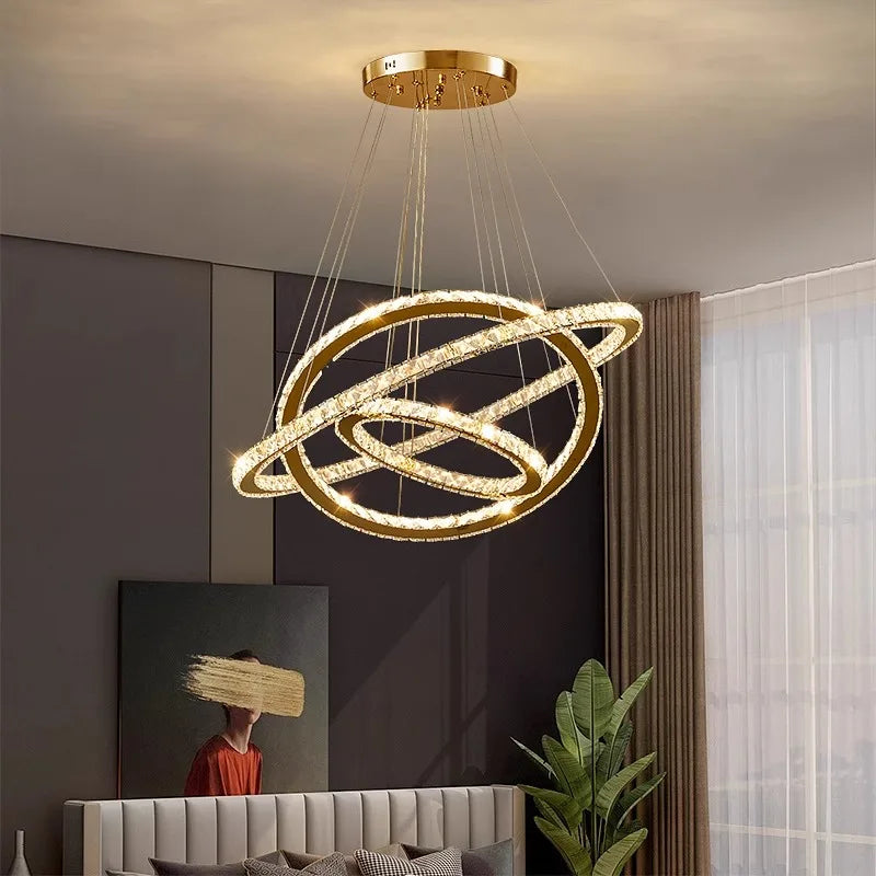 Afralia™ Crystal Chandelier Stair Pendant Lamp Living Room Pendant Lights Interior Lighting