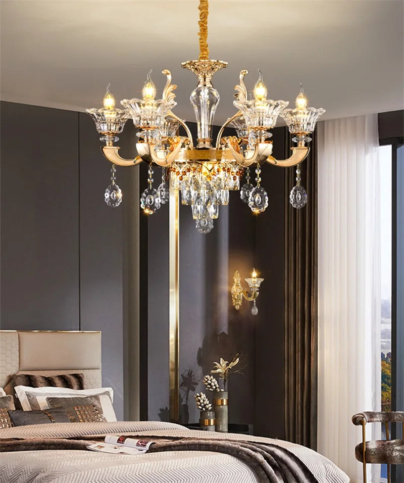 Afralia™ Gold Crystal Wall Sconce LED Lamp for Home Bedroom & Living Room