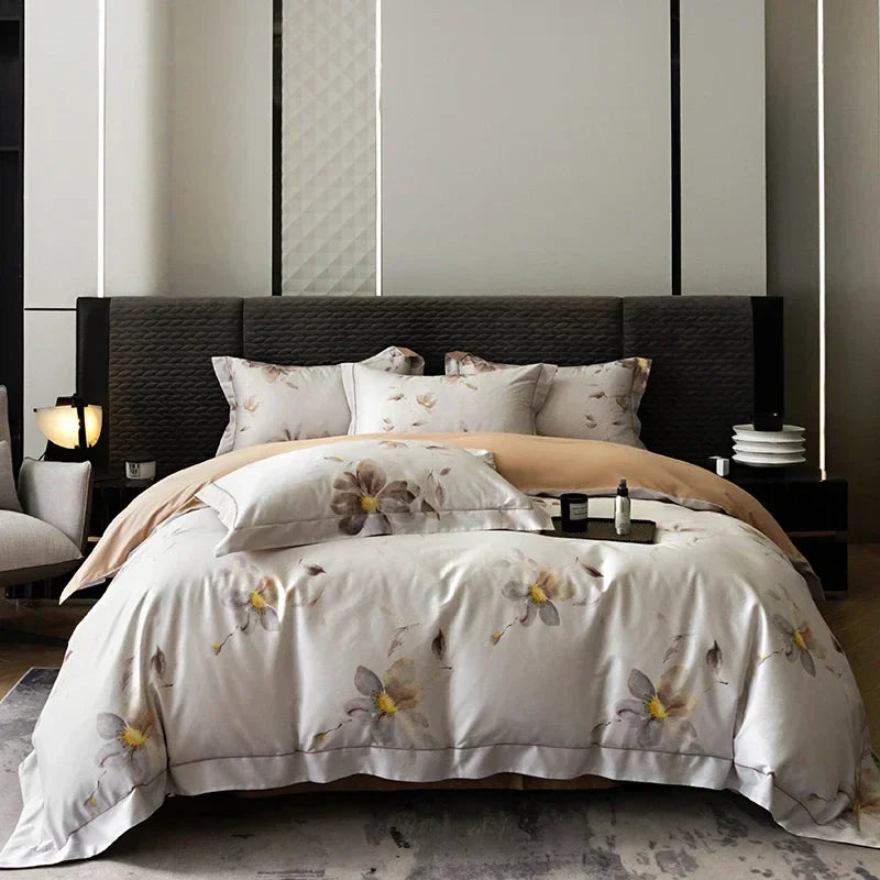 Afralia™ Egyptian Cotton Bedding Set - Queen King Full Size Duvet Cover Sheet Pillowcase