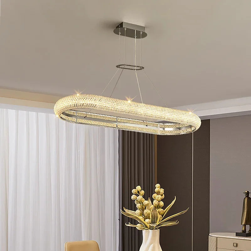 Afralia™ Crystal Chandelier Chrome Light LED Ceiling Lights for Modern Luxury Décor