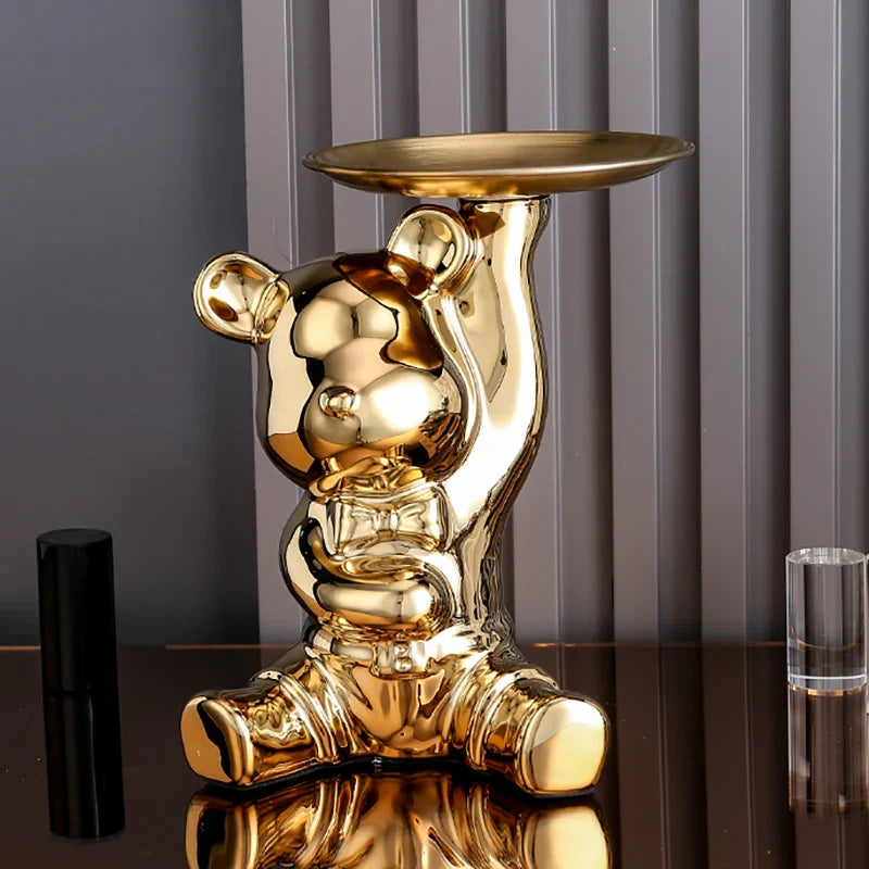 Afralia™ Colorful Bear Storage Box: Decorative Desktop Tray Money Box Ornaments