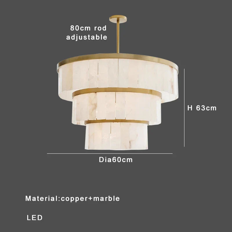 Afralia™ Marble Ceiling Pendant Light Brass Luxury Villa Decor Stone Pendant Lamp