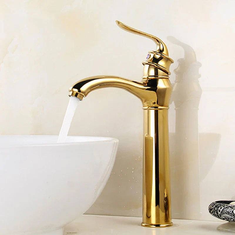Afralia™ Gold Basin Faucet Modern Bathroom Sink Mixer Tap Single Handle Kitchen Accessories