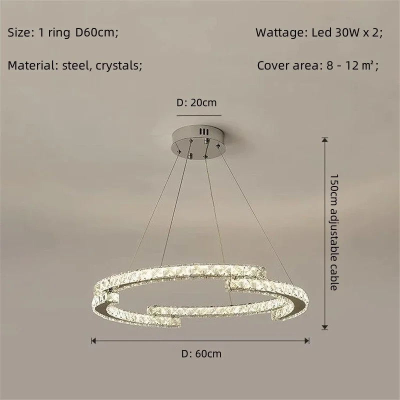 Afralia™ Crystal LED Chandelier Pendant Light Modern Luxury Foyer Ceiling Lamp